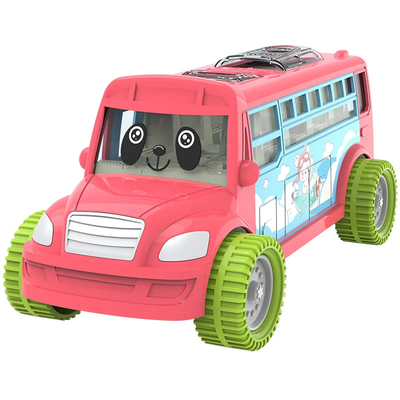 Wholesale universal dazzling light music cartoon simulation baby car school model electric toy bus