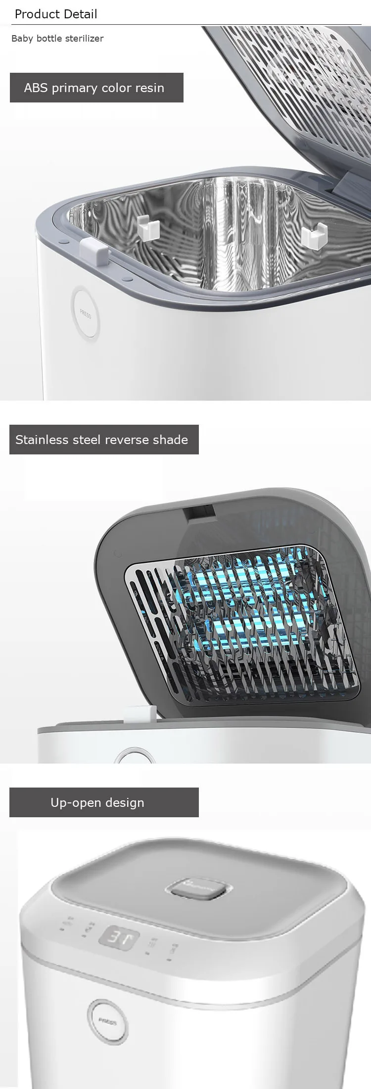 Flip Up Lid Design Uv Sterlizer Sanitizing Baby Bottle Sterlisation Box Ultraviolet Light Uv Sterilization Box