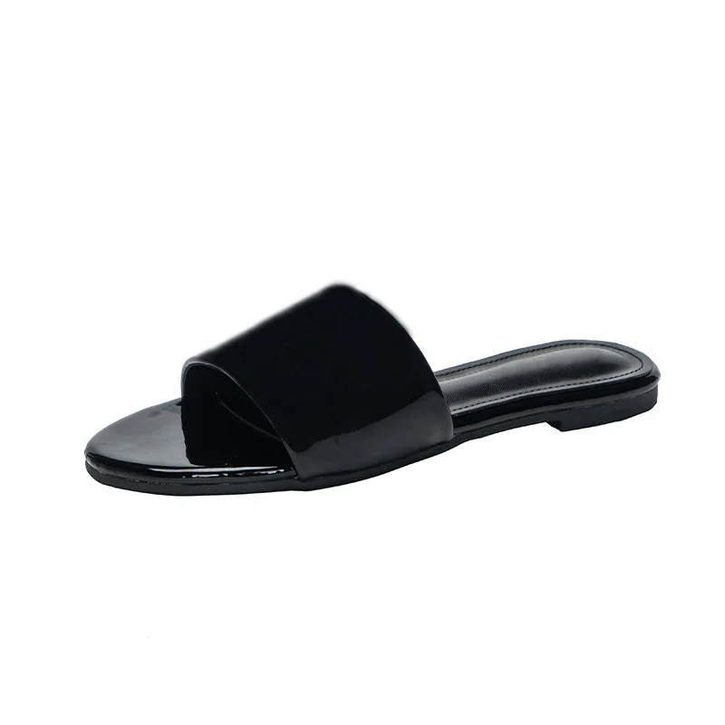 Wholesale designer brand shoes summer fashion ladies flat sandals PU leather luxury slipper for women 2024