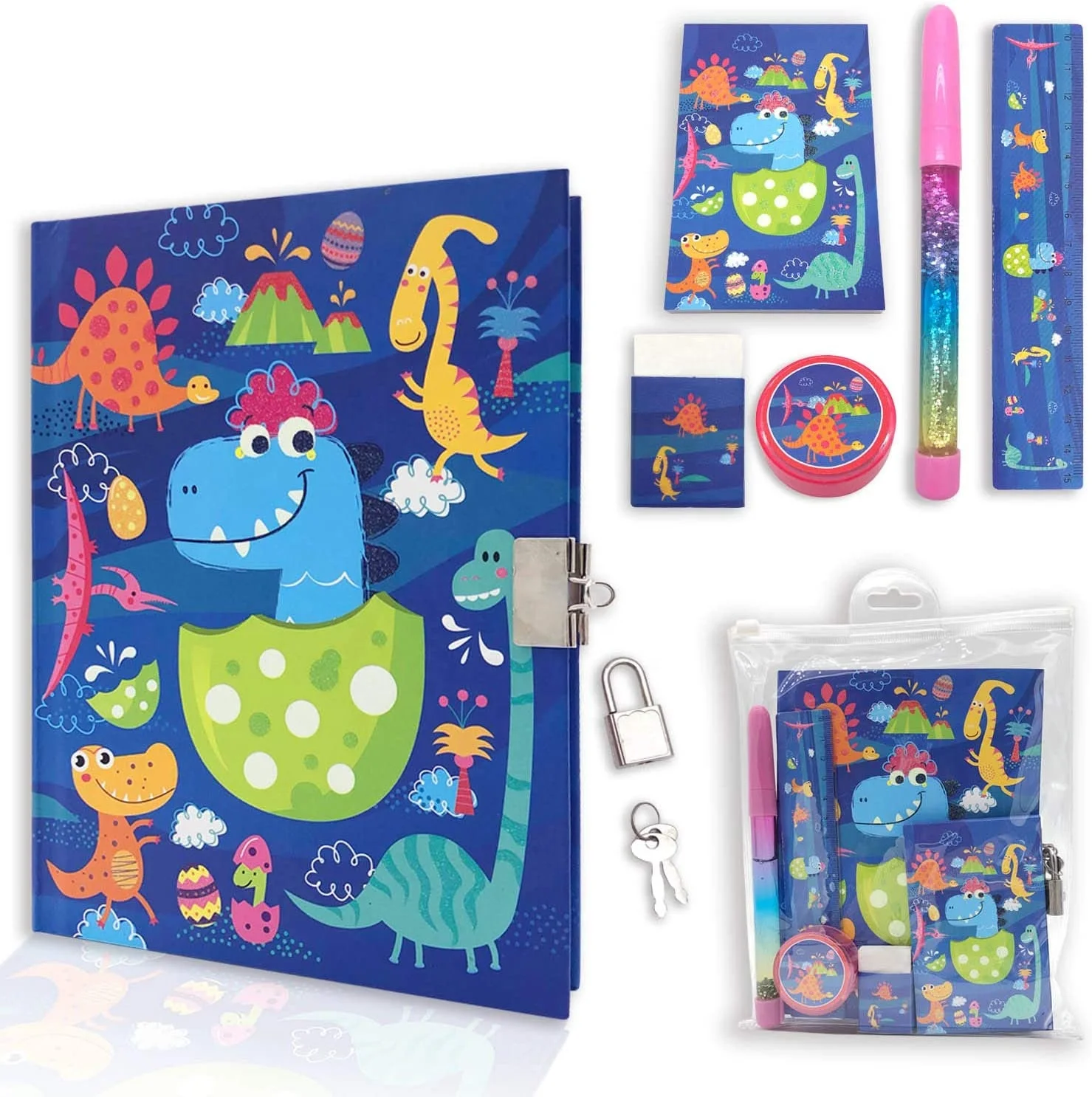 Набор канцелярский для мальчиков включает в себя детский дневник с блокировкой блокнот записей блестящая линейка точилка