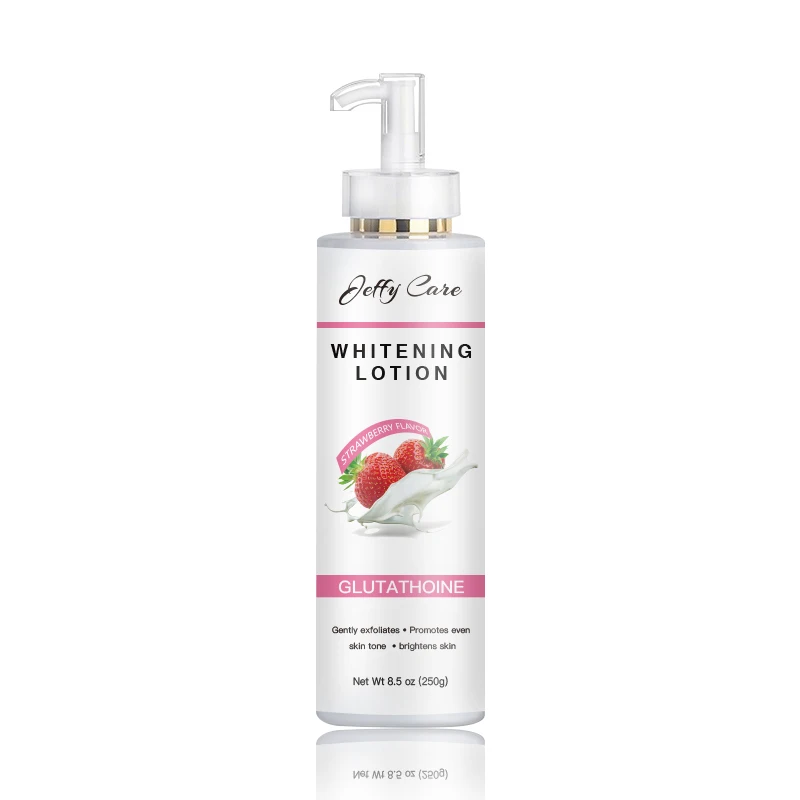 Private Label Logo Custom Brightening Cream Lightening Whitening Strawberry Flavor Glutathione and Hyaluronic Acid Body Lotion