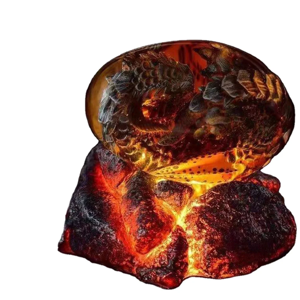 Dream Crystal Transparent Glowing Lava Dragon Egg-resin Sculpture Desktop Ornaments Home Decoration Ornaments Souvenirs