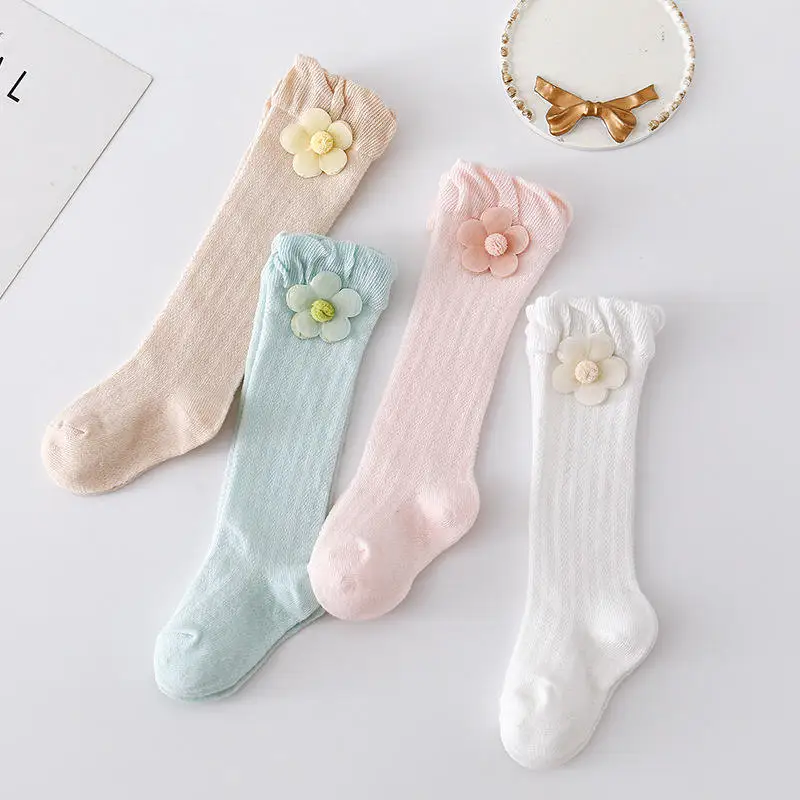 Baby Toddlers Socks Summer Children Girls Knee High Long Sock Cotton Big Bow Spanish Style Kids Floor Socks