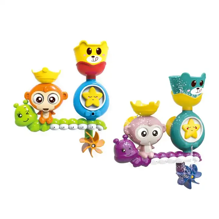 Hot Sales Lovely Monkey Turning Bathtub Sprinkler Rotating Water Baby toddler cartoon toys New Born Baby Bathing Toys