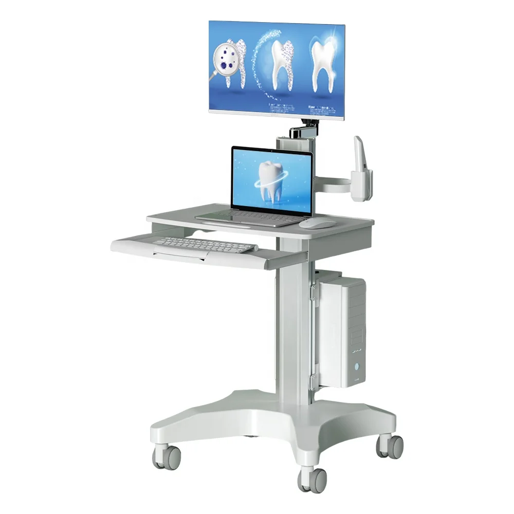Wholesale Price Hospital Furniture Medical Cart with Oral Scanner Computer Laptop Nurse Cart  for Office Workstation