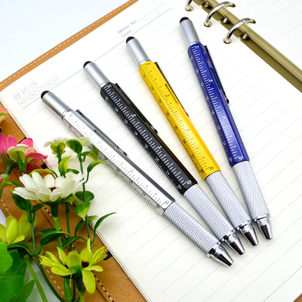 Multifunctional Tool Metal Screwdriver Ballpoint Pen 6 In 1 Multi Tool Pen