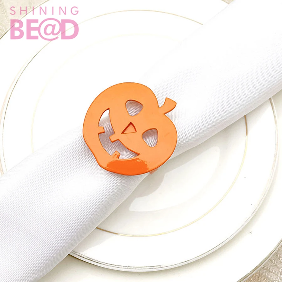 Halloween Pumpkin Napkin Rings Metal  Individual Decorative Table Towel Holder Dinner Accessories