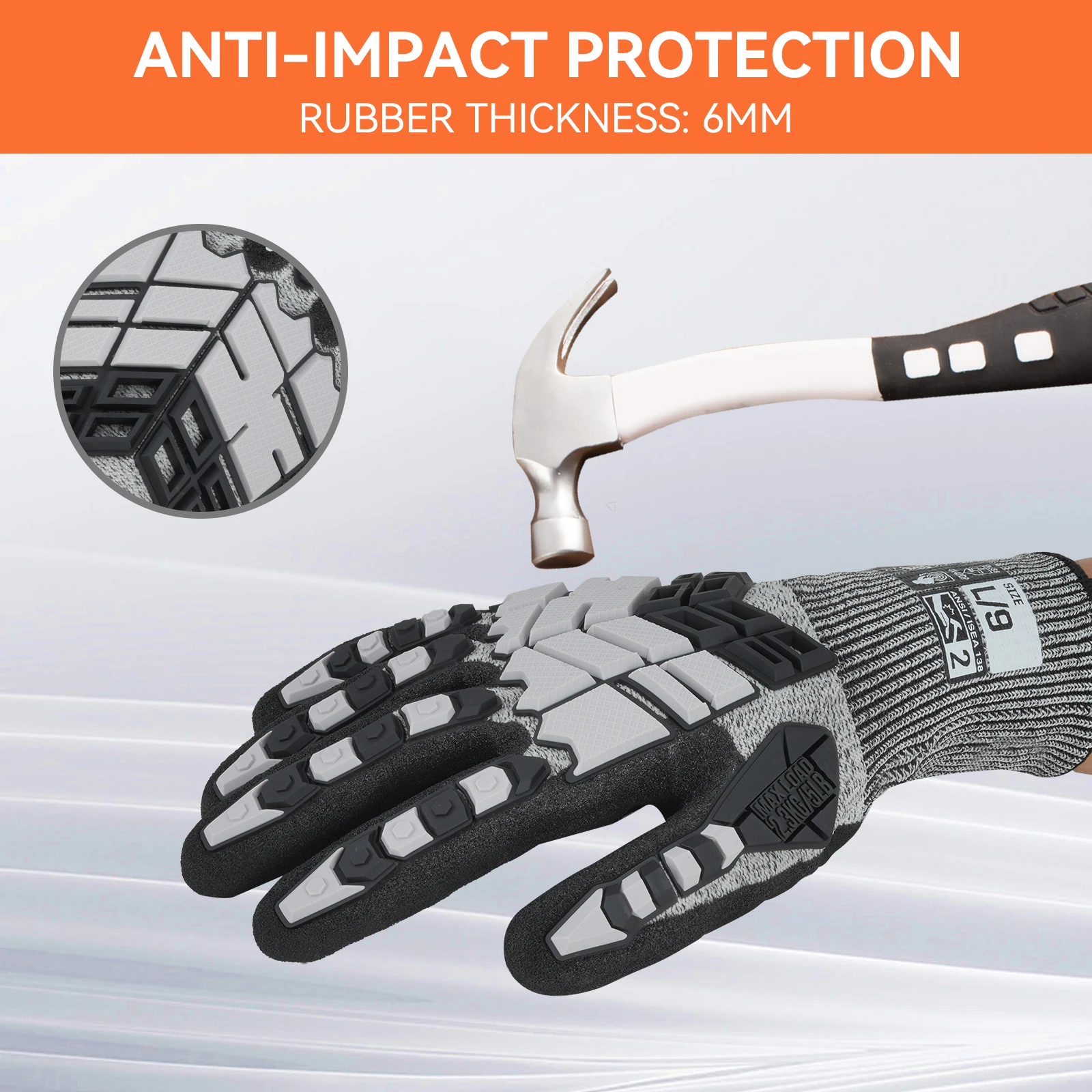 China Supplier TPR Anti-Impact Gloves with Cut-Resistant Knuckles Protective Mechanical Work Gloves