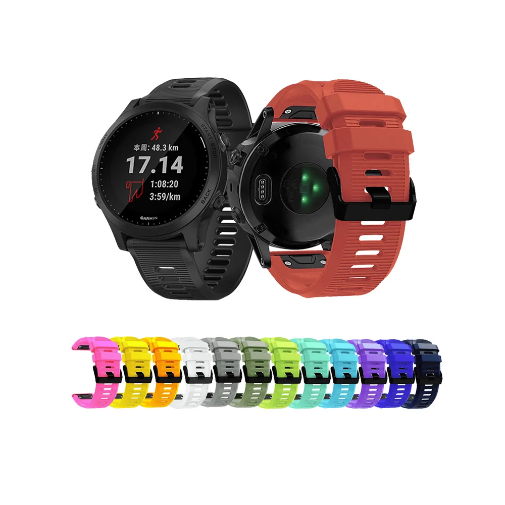 2020Hot sale 26mm easy fit silicone watch strap for garmin fenix 5x 6x 6s 5 with black buckle rubber smart watch bands