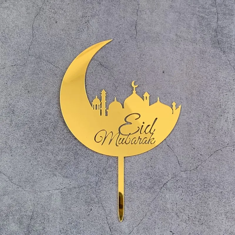 Acrylic Cake Insert Eid Mubarak Cupcake Toppers Wedding Birthday Party Ramadan Decor Cupcake Topper Muslim Party Supplies