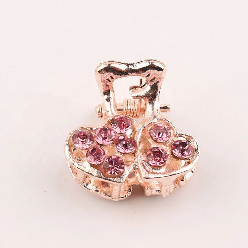 Бесплатный индивидуальный серебристый 2 5 см мини бриллиантовый металлический коготь для волос с бусинами и стразами золотой цветок аксессуары