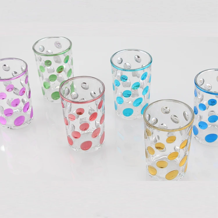 Decorated 12 pcs 6OZ Volume(200ml) plating glass Tumbler Juice sets water set tea cup teacup set Glass for water drinking