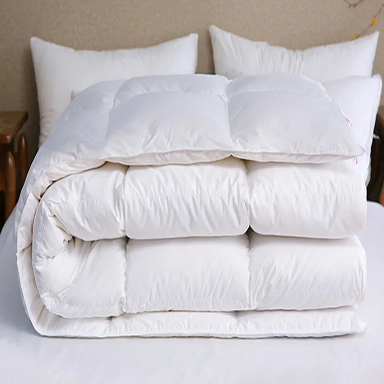 Wholesale 100% Cotton Downproof Fabric Bed King Size White Goose Duck Feather Filling Comforter Down Insert Quilt Duvet
