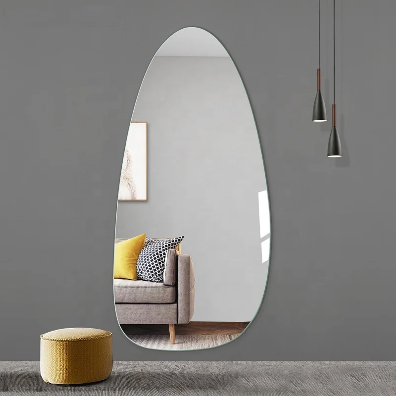 Wholesale modern cheap decorative wall mirror irregular wall mounted frameless big long full body dressing wall mirror miroir