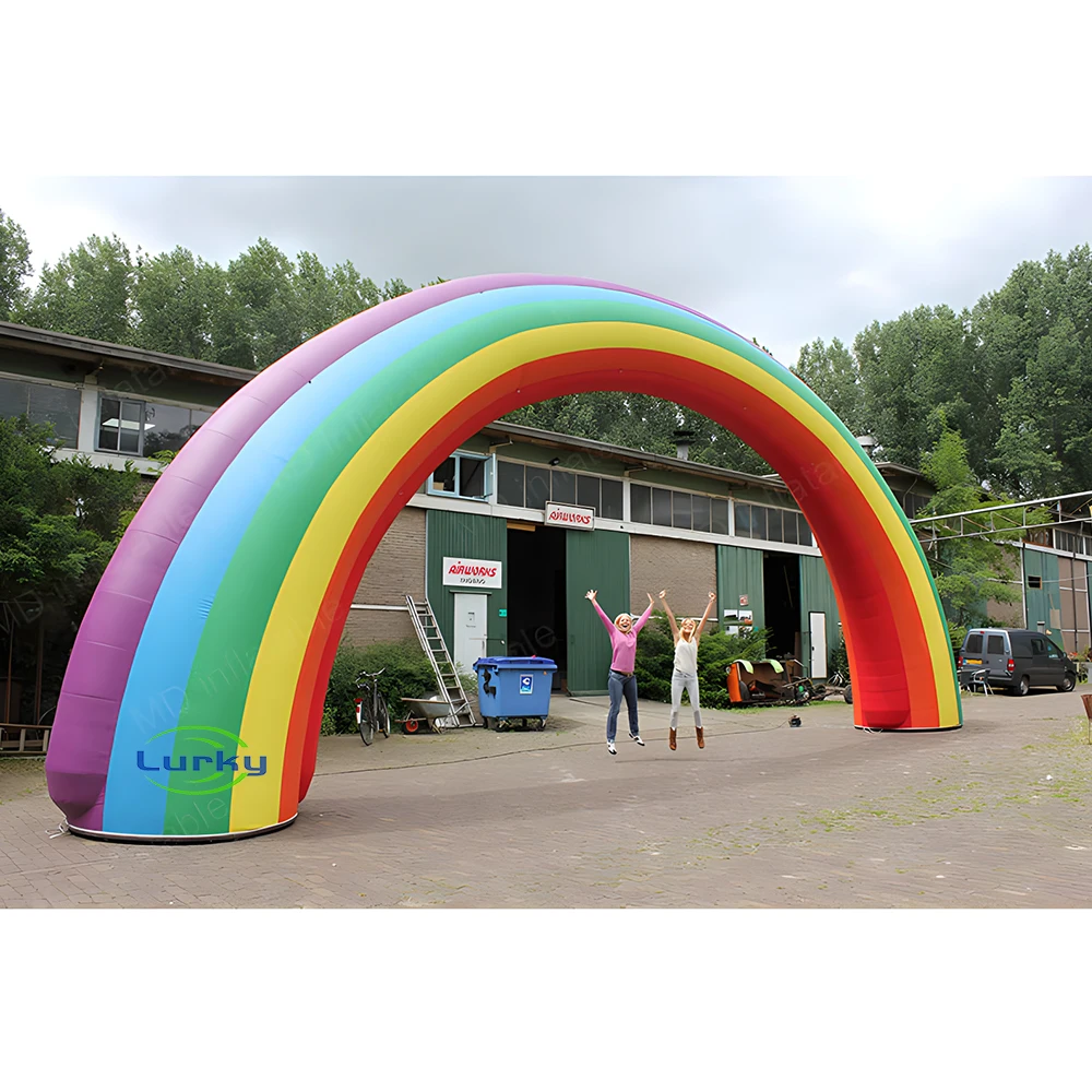 Competition Start And Finish Design Colorful Inflatable rainbow Arch rainbow balloon arch for events