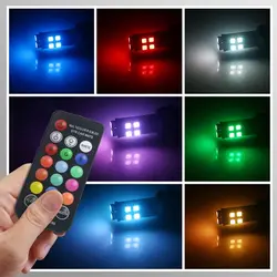 Car Parking Light  W5W T10 RGB Led Bulbs With Remote Control Side Marker Lamp the width light colorful led light car