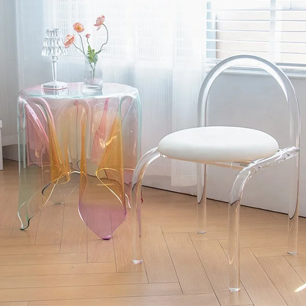 Manufacturer factory OEM customized Round Modern Iridescent acrylic Side Table