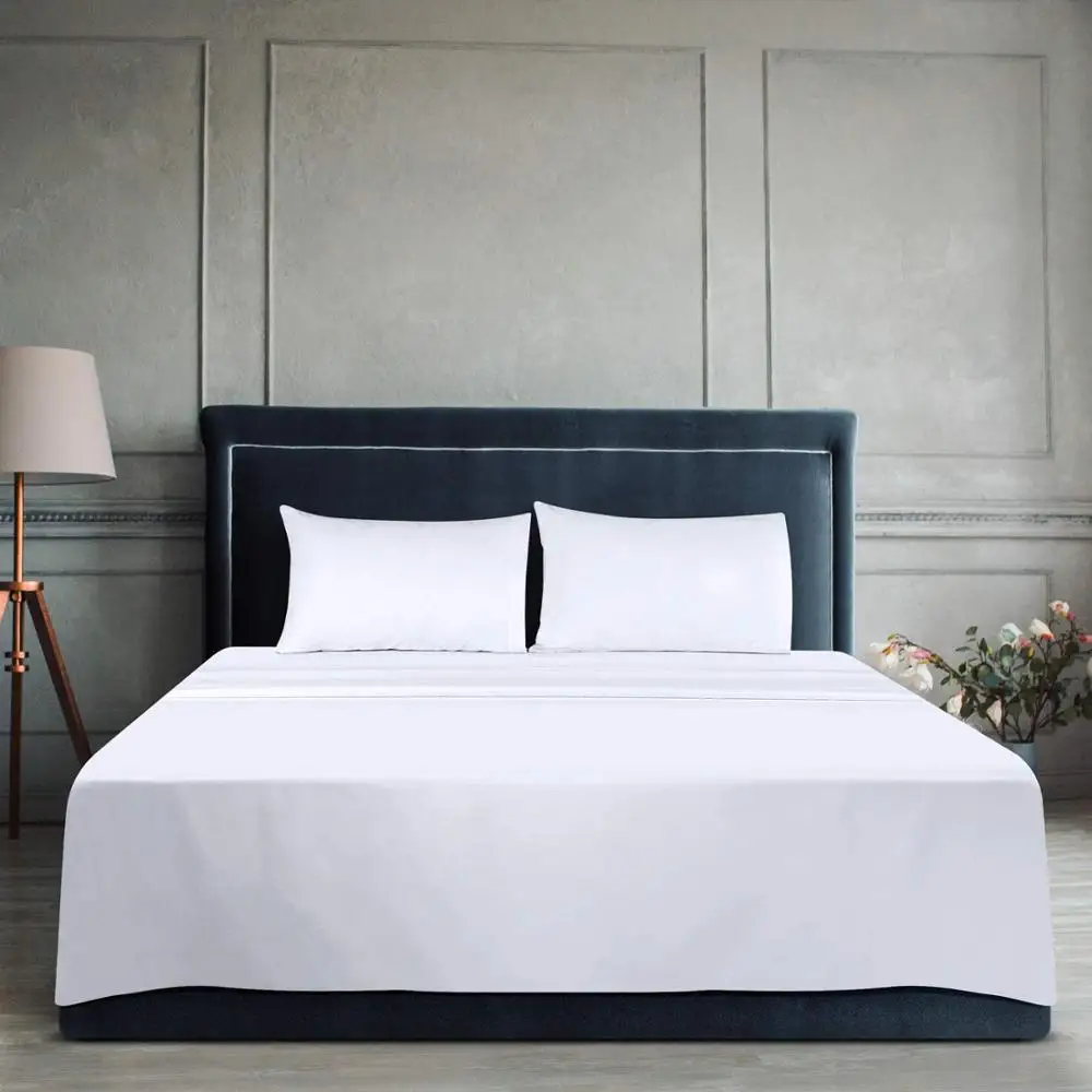 Factory OEM 5 Star Hotel Quality Bed Fitted Sheet King Queen Size 100% Cotton Bedsheet Luxury White Bed Sheets