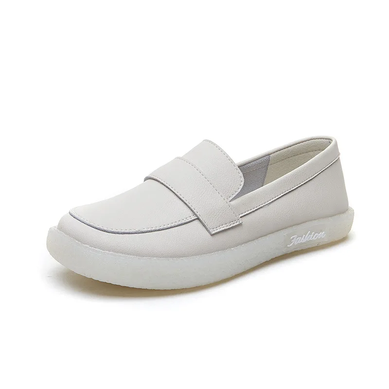 Hospital Popular Soft Comfortable Cowhide Women Slip On Wedge White Nurse Shoes
