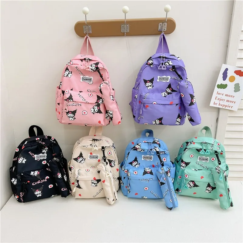 Wholesale Cartoon Kids' Backpacks Cool Kuromi School Bags with Pencil Case Waterproof Oxford Shoulders Bag Promotional Gifts