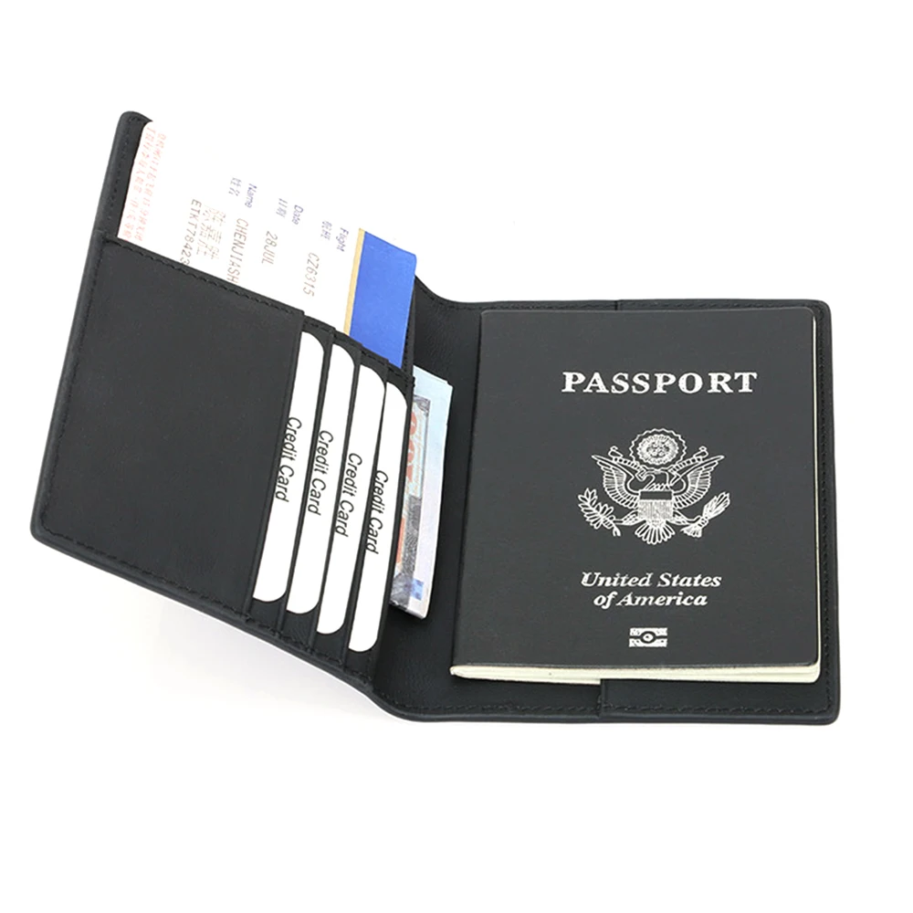 Custom Premium Leather Travel Passport Bag - Elegant Document Holder with Ticket Clip - Ideal Gift - Perfect for Men & Women
