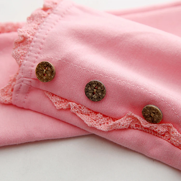 Уплотненные корейские весенне-осенние однотонные леггинсы на 3 пуговицах для маленьких девочек, детская одежда, хлопковые брюки, облегающие брюки-карандаш