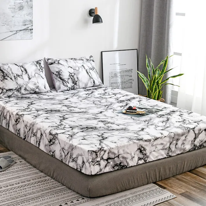 
Fashionable Classic Marble rock North European Cheap Bedding Set Polyester Printed Bed Sheet bed sheet bedding 