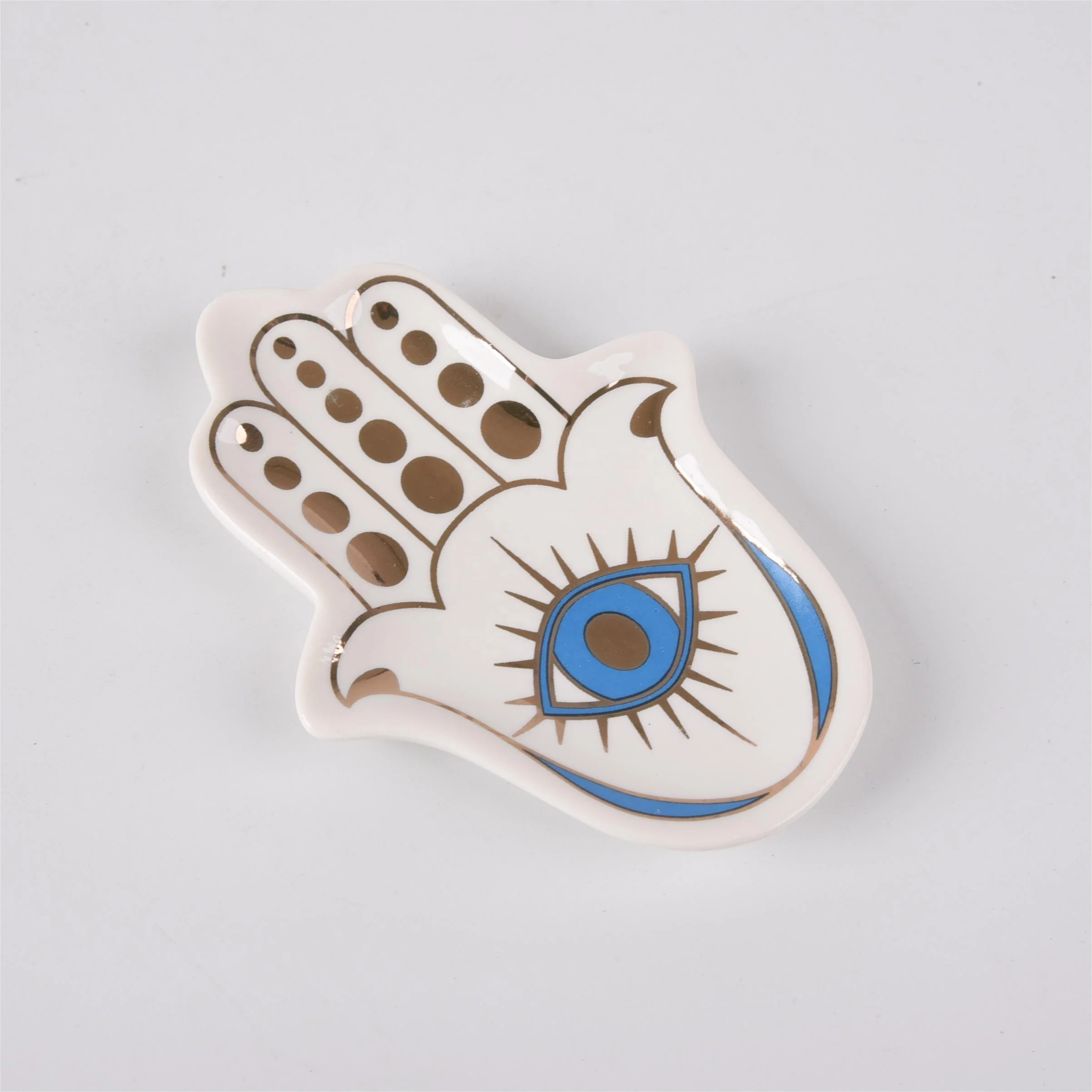 Exquisite Hamsa - Decor Hand - Shaped Ceramic Jewelry Plate: A Versatile Ring Holder and Trinket Dish
