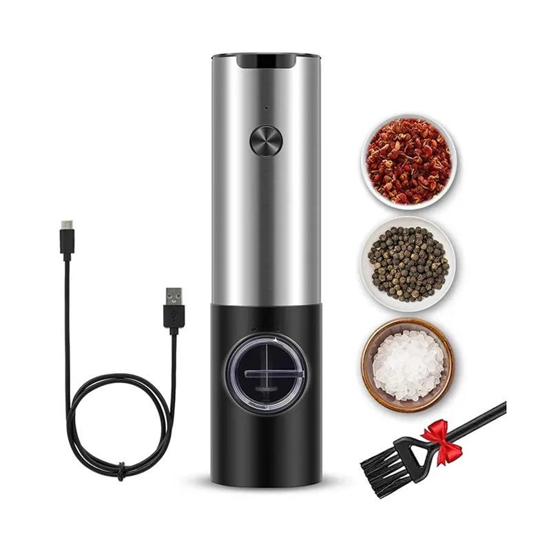 Rechargeable Electric Operated Spice Salt And Pepper Grinder Set Pepper Mill With Led Light