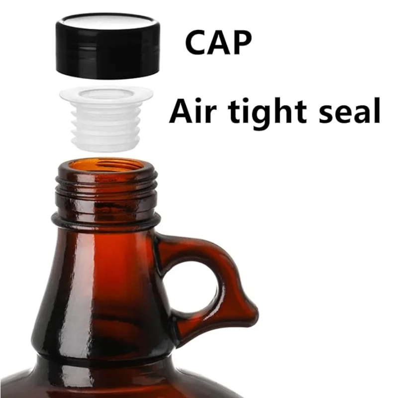 Recyclable Wholesale 1gallon Glass Wine Bottle With Handle For Beer Wine Olive Oil California Brown Light Proof Glass Bottle