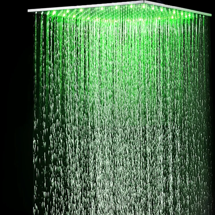 
kaiping 500*500mm Wall Mounted rainfall Chrome Plated Shower Head Set LED Rain Shower Panel With Body Jet Thermostatic 