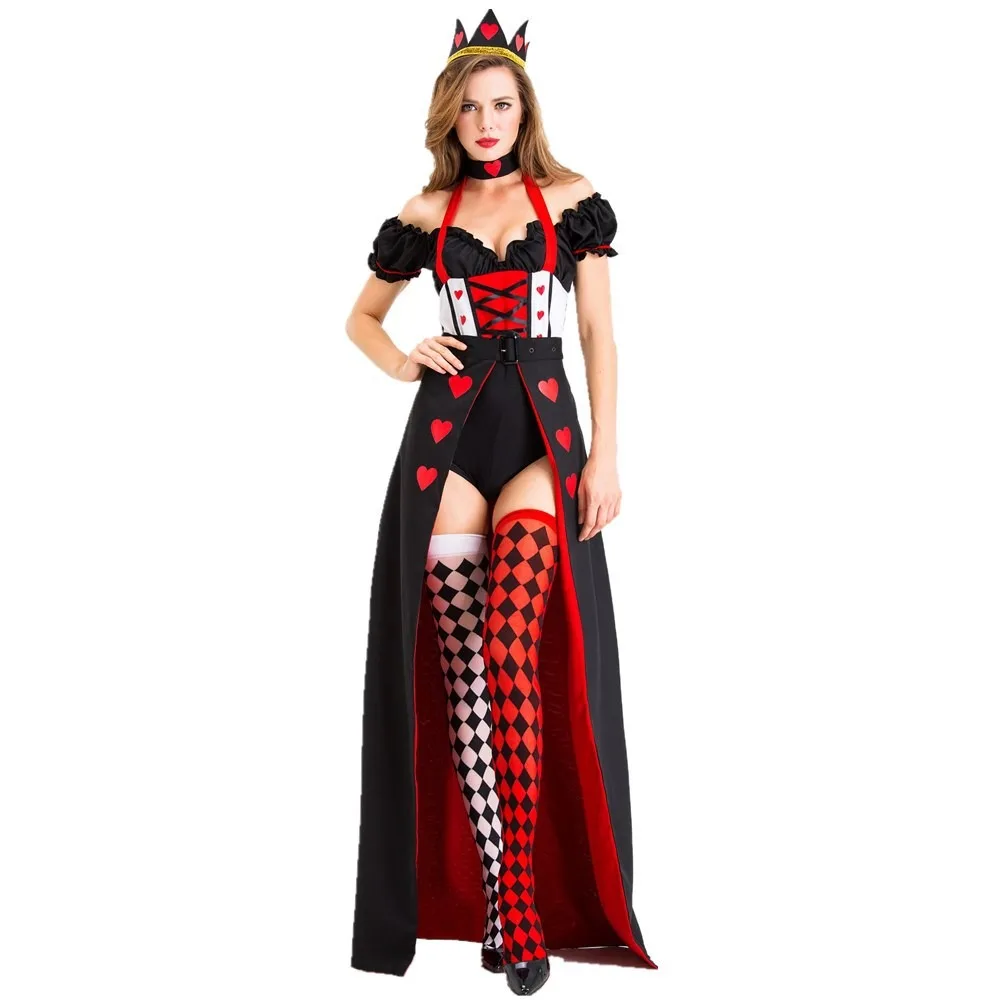 Hearts sexy queen queen uniform halloween witch plaid costume vampire devil bar costume