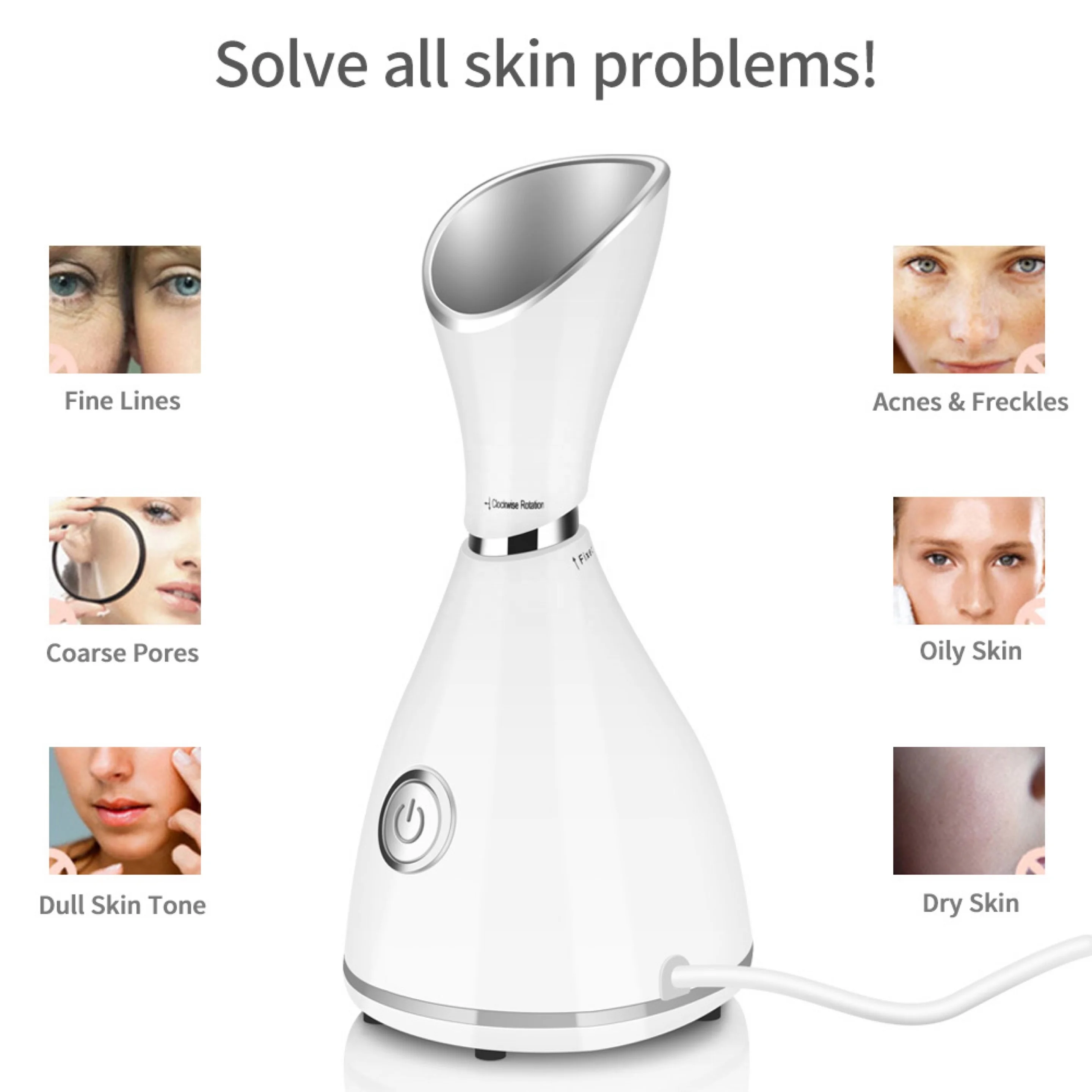 CE Certificate Private Label Skincare Portable Hot Mist Nano Facial Steamer With US EU UK AU Plug
