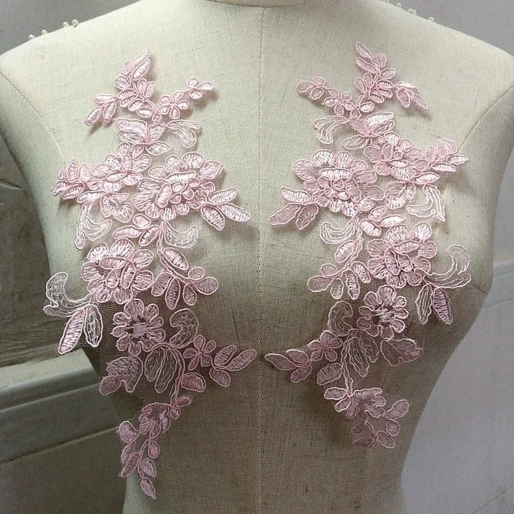 High quality blue decorative sew on water soluble lace applique collar for garment LT20395