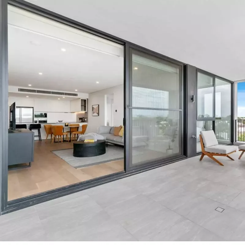 USA Residential Aluminum Stacking Sliding Doors Double Glazed Aluminium Sliding Door