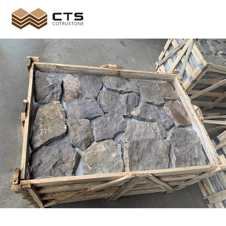 Popular Natural Stone Wall Cladding Grey Slate Split Face For Outdoor Wall Tile