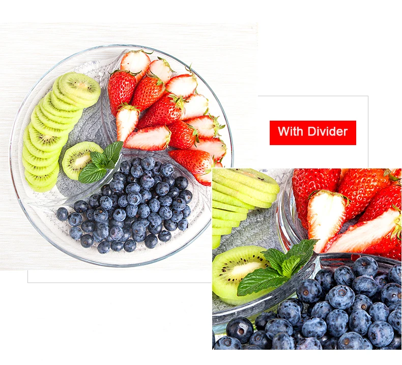 9 inch glass round pie dish with dividers
