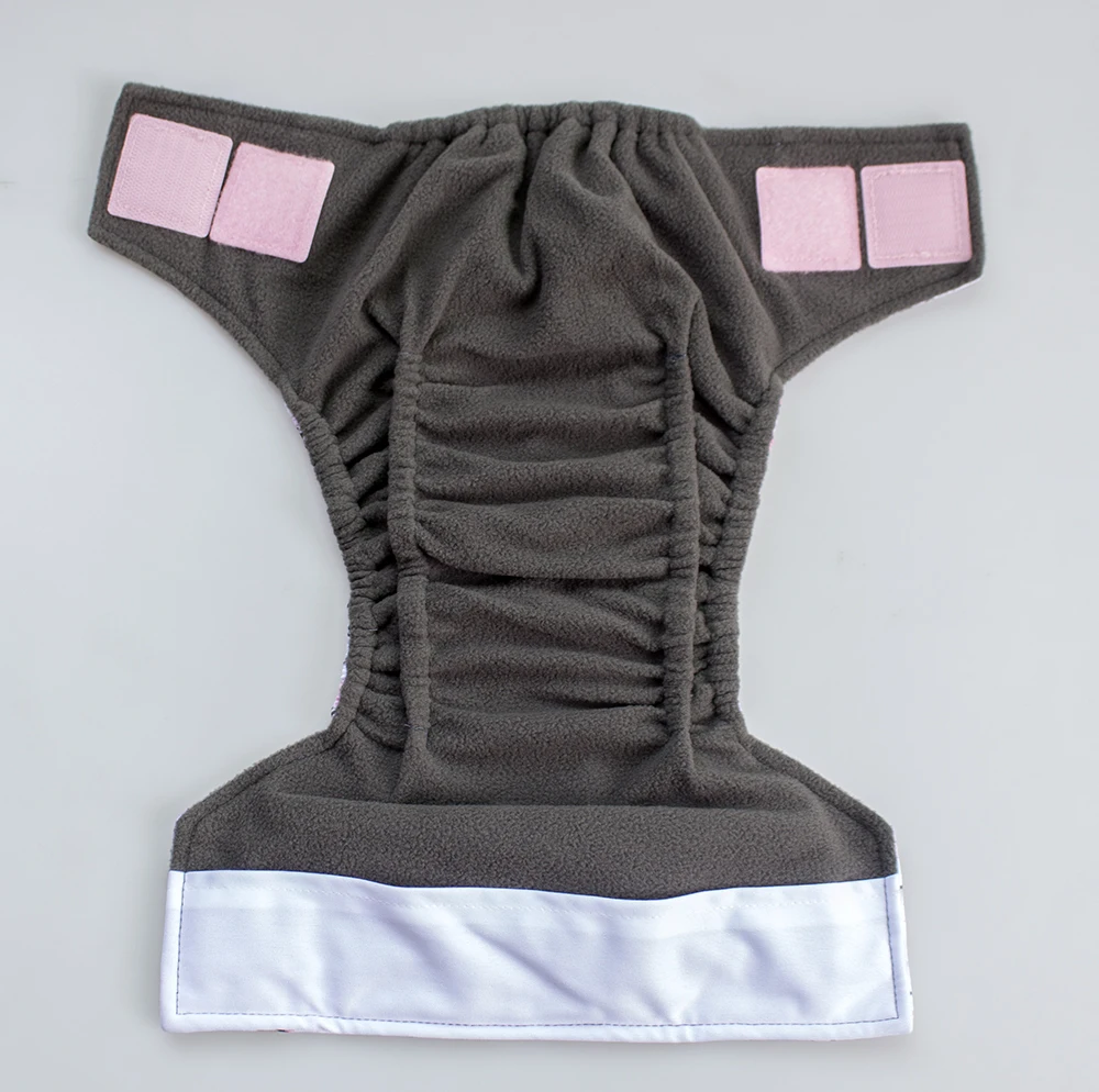 Washable cloth pocket diaper with colored hook loop closure reusable baby diaper with bamboo charcoal lining leg gussets