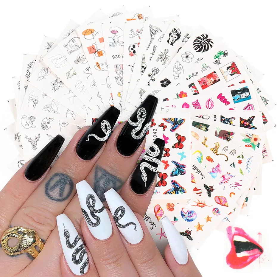 
Wholesale 16PCS More Style Snake Cartoon Nail Art Sticker For Nail Decoration 