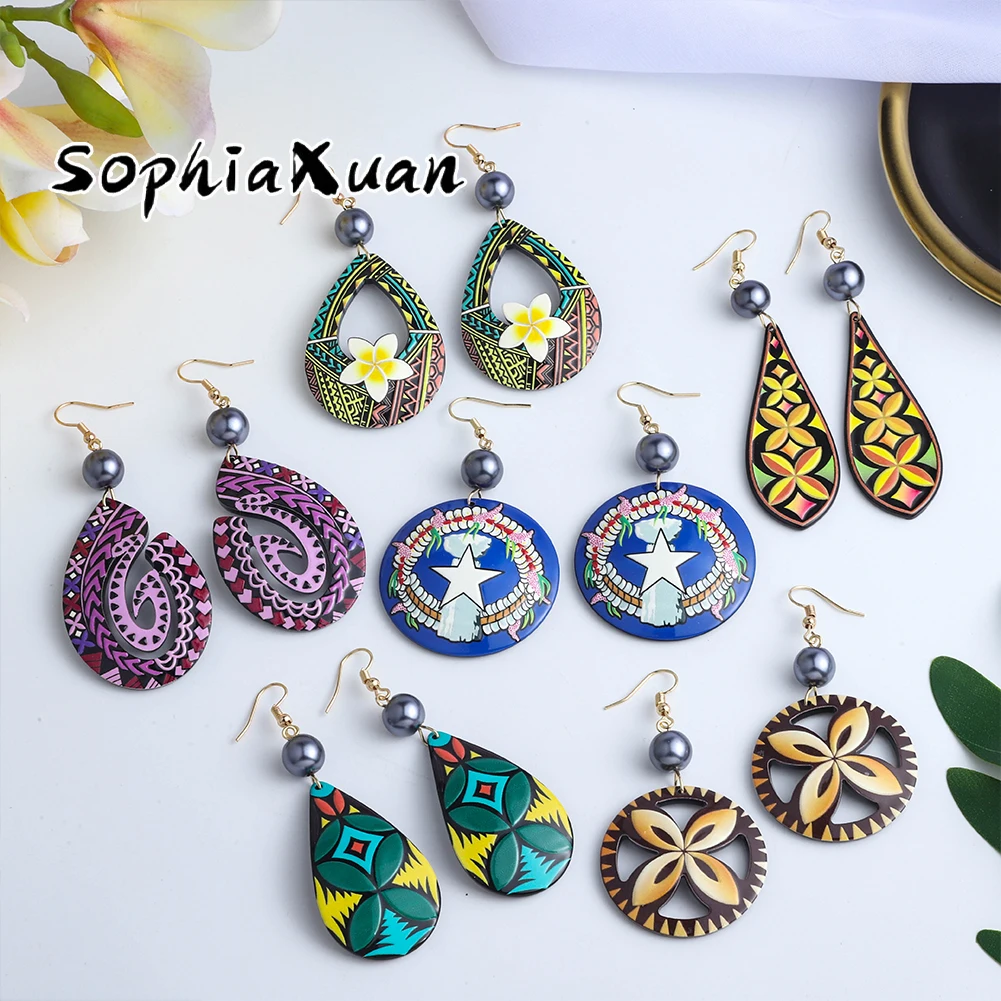 SophiaXuan new arrivals acrylic blue aegis earrings boho chic jewelry hawaiian  acrylic earrings fashion jewelry