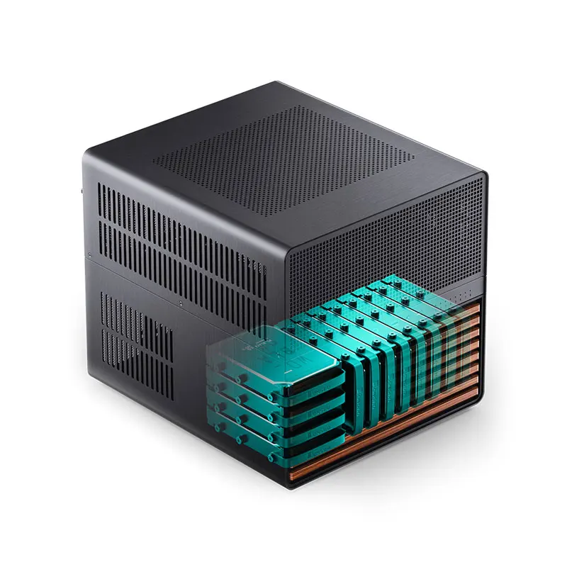 JONSBO N5 Mini-ITX Aluminum Mini Chassis ATX Mid Tower Case 8+1 HDD Bay Dual 120mm Fans SFX PSU 1U USB PC Cases Acrylic Material