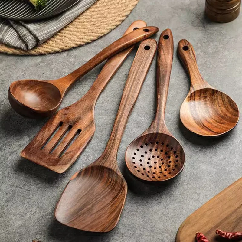 Kitchen Wooden Spoon For Seasoning Acacia Wooden Spoon Long Handle Soup Spoon Wooden Spatula Kitchen Supplies