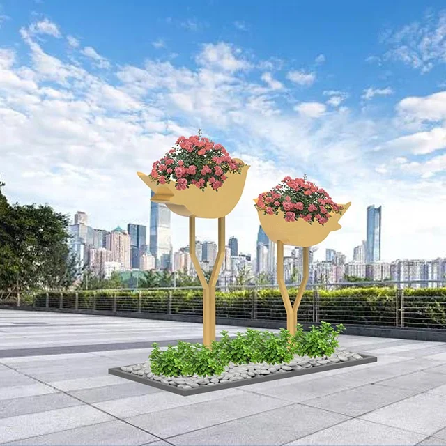 Street flower planter use Galvanized Steel Custom color and size factory direct