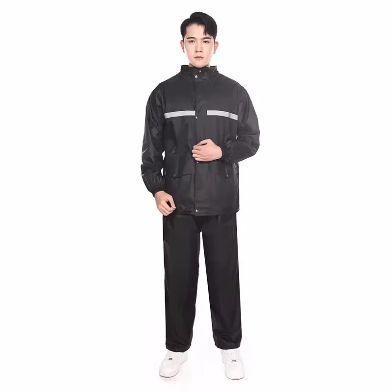 Adult Split Raincoat and Rain Pants Set Oxford Cloth PVC Outdoor Electric Bike Riding Reflective Raincoat Wholesale Price
