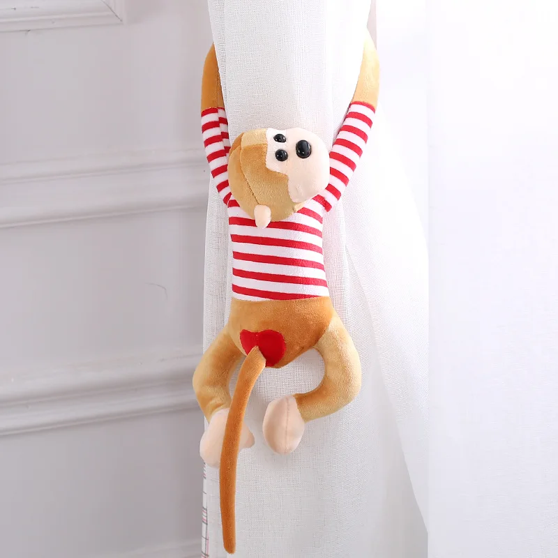 Cute Animal Striped Monkey Stuffed Plush Toys for Children Baby Soft Gibbon Sleep Pillow Dolls Wedding Curtain Accessories