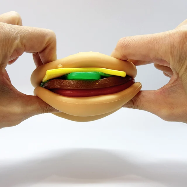 Wholesale Stress Relief Stretchy Custom Hamburger Food Squishy Toys With Sand Filled