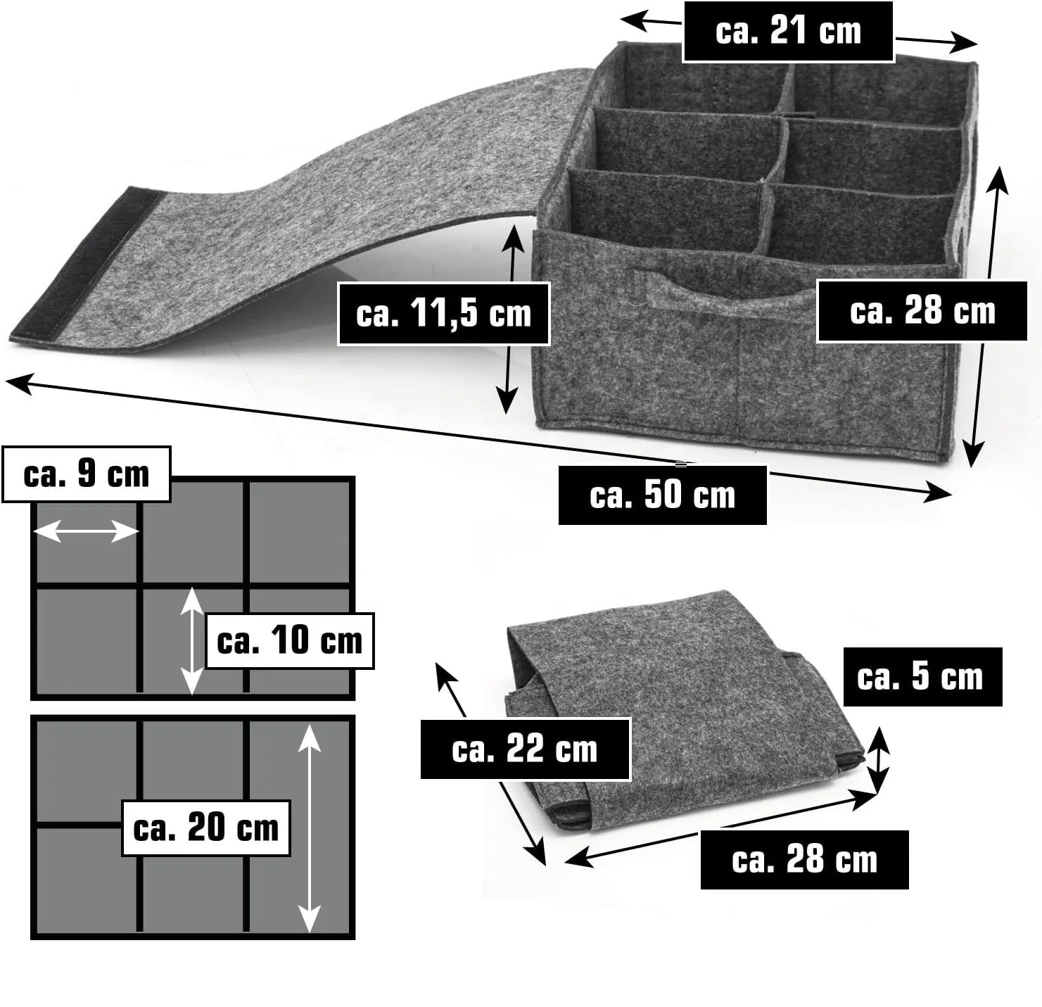 Portable and Foldable Camping Accessories Durable Felt Motorhome Cup Holder Carrier for 6 Cups