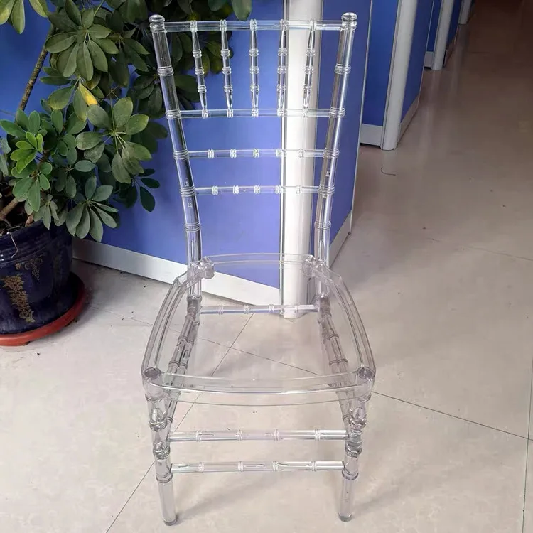 Modern Wholesale Transparent Crystal Hotel Banquet Napoleon Plastic Acrylic Tiffany Wedding Clear Chiavari Chair for Events
