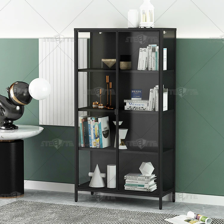 Bookcase with Glass Doors Model Bookshelf Malaysia Metal Book Shelf