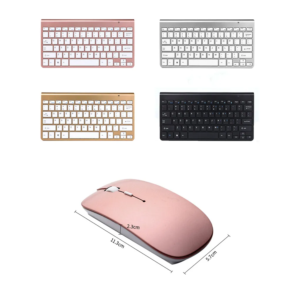
Wireless Keyboard and Mouse for Laptops Slim Compact External Usb Mini Bluetooth Tablet 2.4Ghz 78 Keys Rechageable PcGaming Pink 